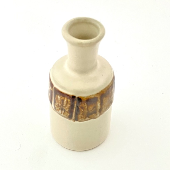 Tan and Brown Glazed Ceramic Bud Vase,  MCM Home Decor - Picture 3 of 14